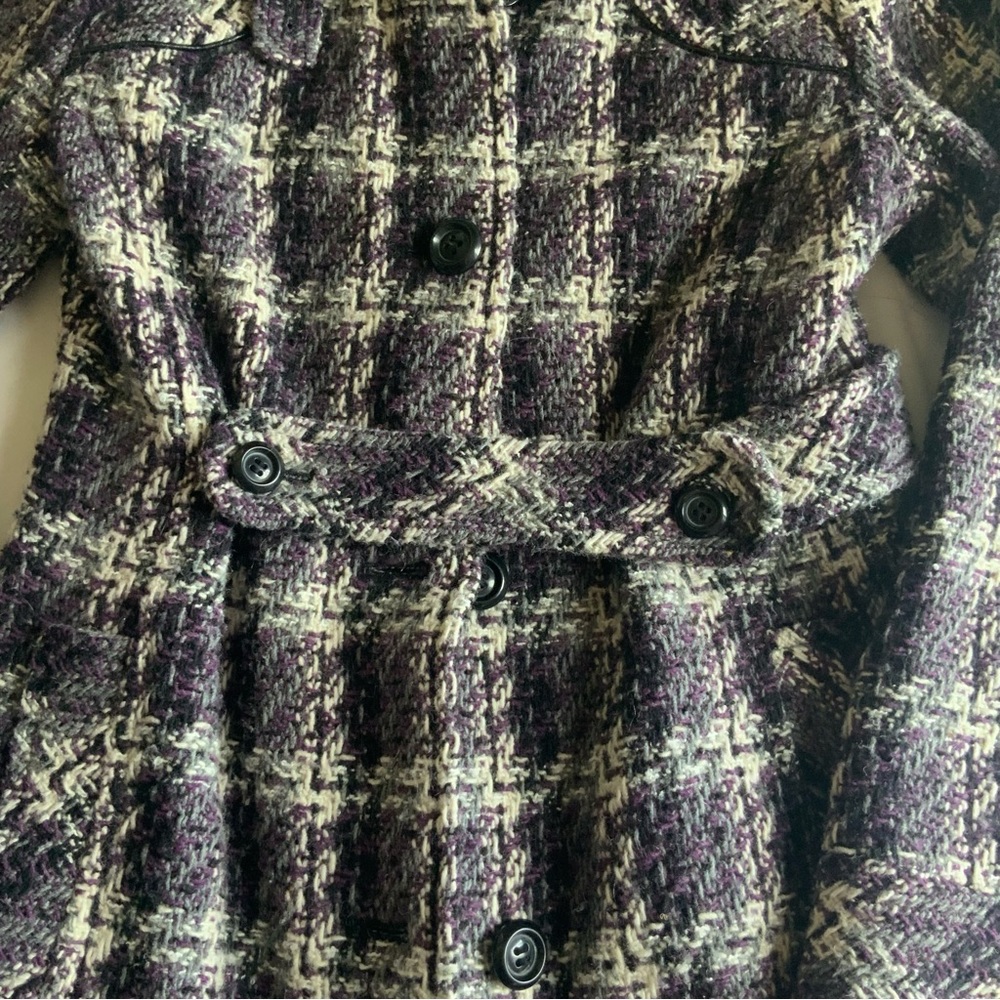 American Rag Women’s Creme/Black/Purple Winter Coat - Picture 5 of 8